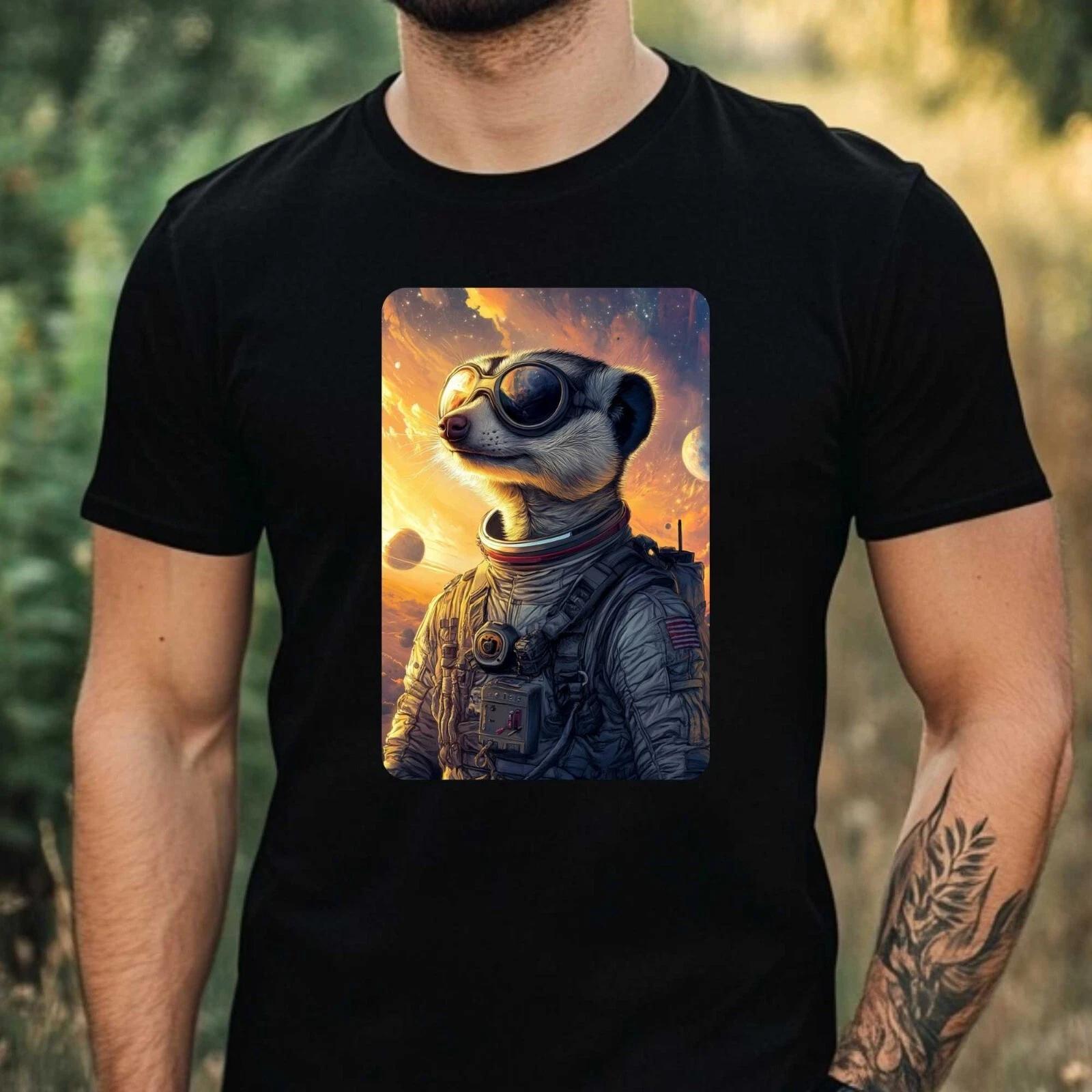 T-Shirt Herren Erdmännchen als Astronaut Motiv Baumwolle Größe XS bis 5XL S