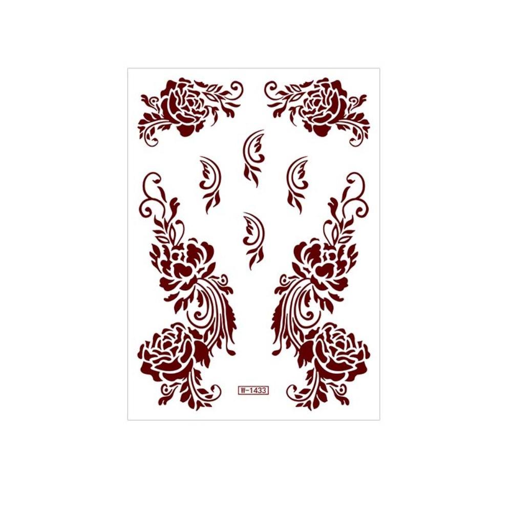 Lace Fake Tattoo Temporary Tattoo Legs Arm Red Henna Tattoo Decals Women/Lady