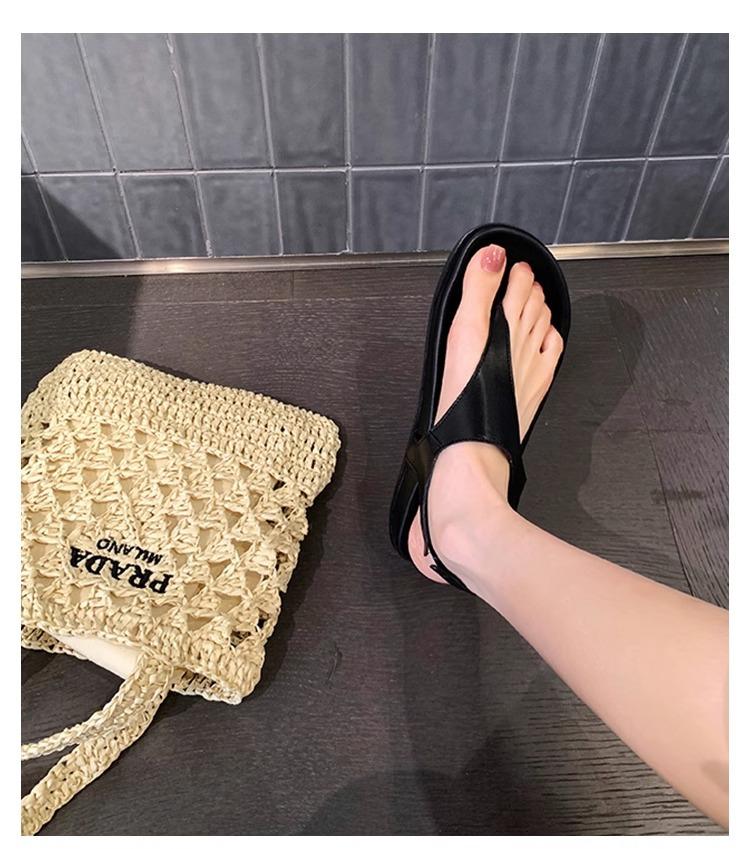Wersja ze skóry owczej~ Prosty temperament jodełka retro nosek sandały rzymskie damskie letnie wakacje płaska podeszwa klapki zimowe