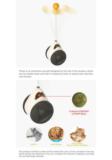 Interactive No-Electric Tumbler Cat Toy with Feather Teaser Stick