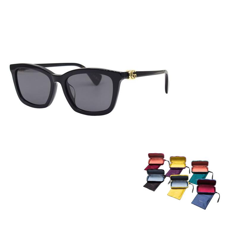 GUCCI Temples Logo Rectangular Sunglasses Women’s Black