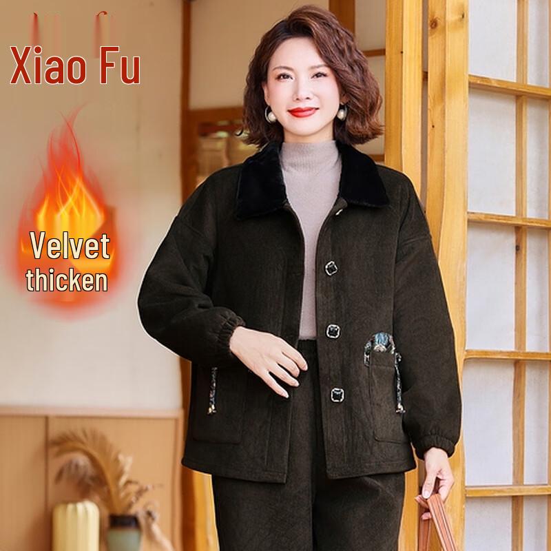 

Женский теплый вельветовый зимний костюм Xiaofu 5XL