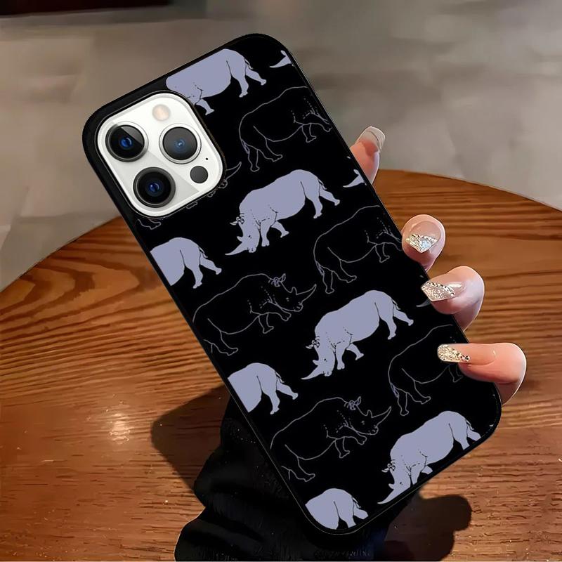 Tier Nashorn Handyhülle Für iPhone 17 Air 16 15 14 13 12 11 Pro Max Max Plus Bumper Hülle Abdeckung