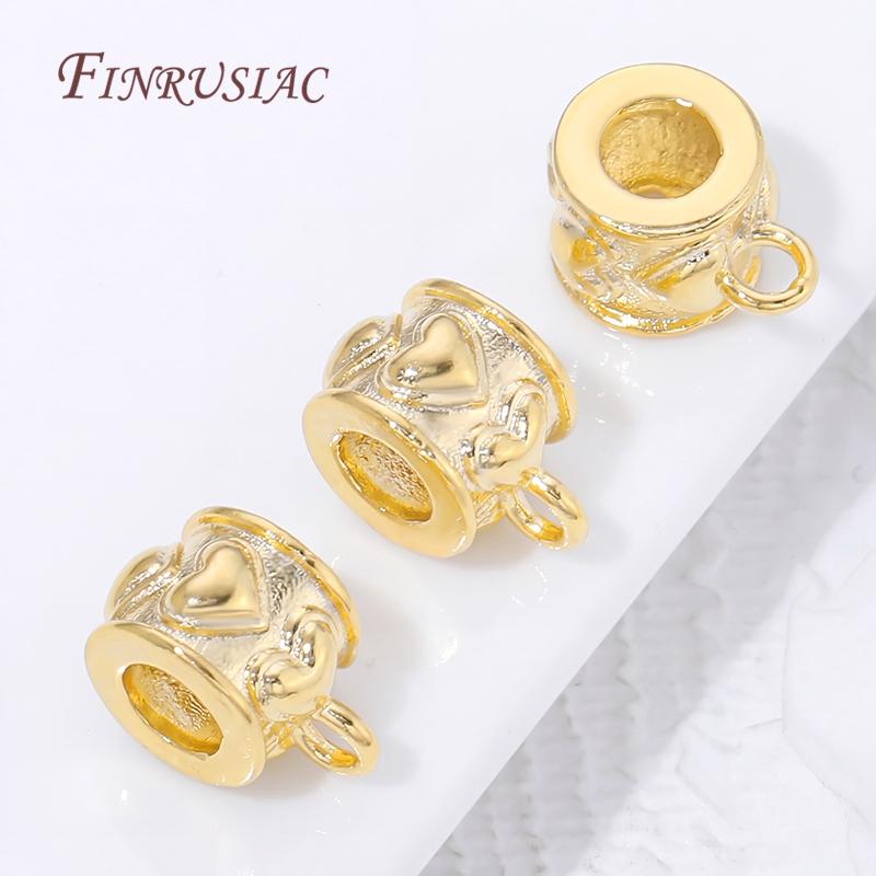 18K Gold Plated Pendant Bail Connectors For Jewelry,Brass Bail Beads Spacer,DIY Necklace Making Accessories,Tube Bail Beads