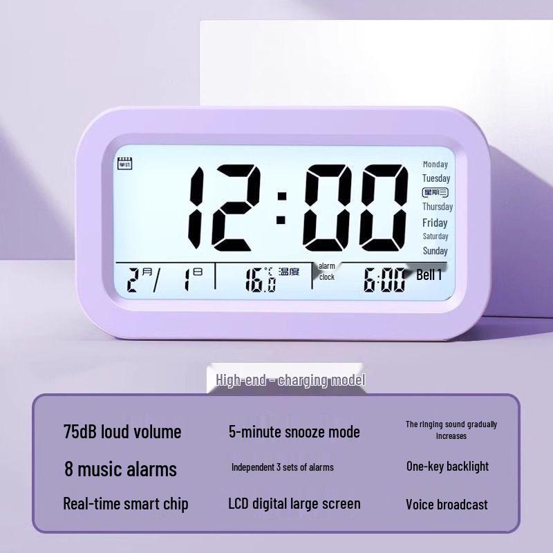 Smart Multi-functional Desktop Alarm Clock with Mute Mode and Long Battery Life