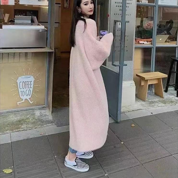 Women's Soft Imitation Mink Velvet Cardigan - Autumn/Winter Fluffy Knit Sweater Coat