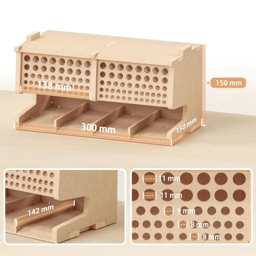 Bucasso Paint Rack, Brush/Tool Holder, MDF Material, Model Tool Storage Rack, Tool/Brush Storage, Craft Supplies Storage, Plastic Model Tool Storage,