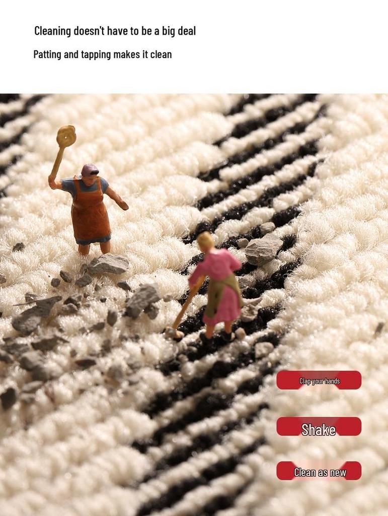 Nordic Light Luxury Kitchen & Bedroom Non-Slip Rug - Water & Oil Absorbent, Dirt Resistant Polypropylene Woven Carpet