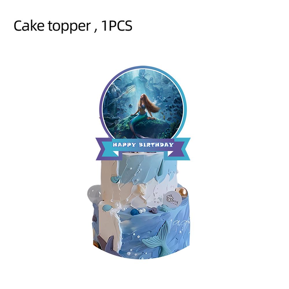 44pcs Banner, Cake Topper, Balloon Decor For Little Mermaid theme Birthday Party
