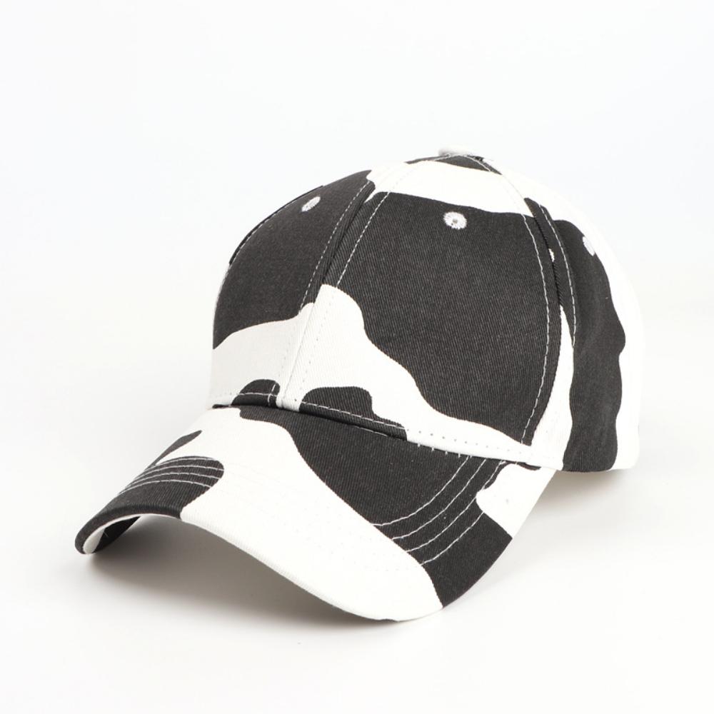 Een Niche Instagram- Schakering Koeienprint Baseballpet Met 4 Opties. Comfortabel en Geschikt voor Uw Gezichtsvorm. One Size black