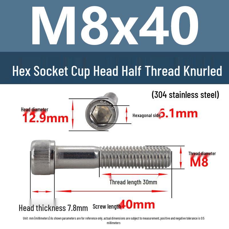 304 Stainless Steel Hex Socket Screws M4-M20, Cylindrical Head, Partial Thread Bolts