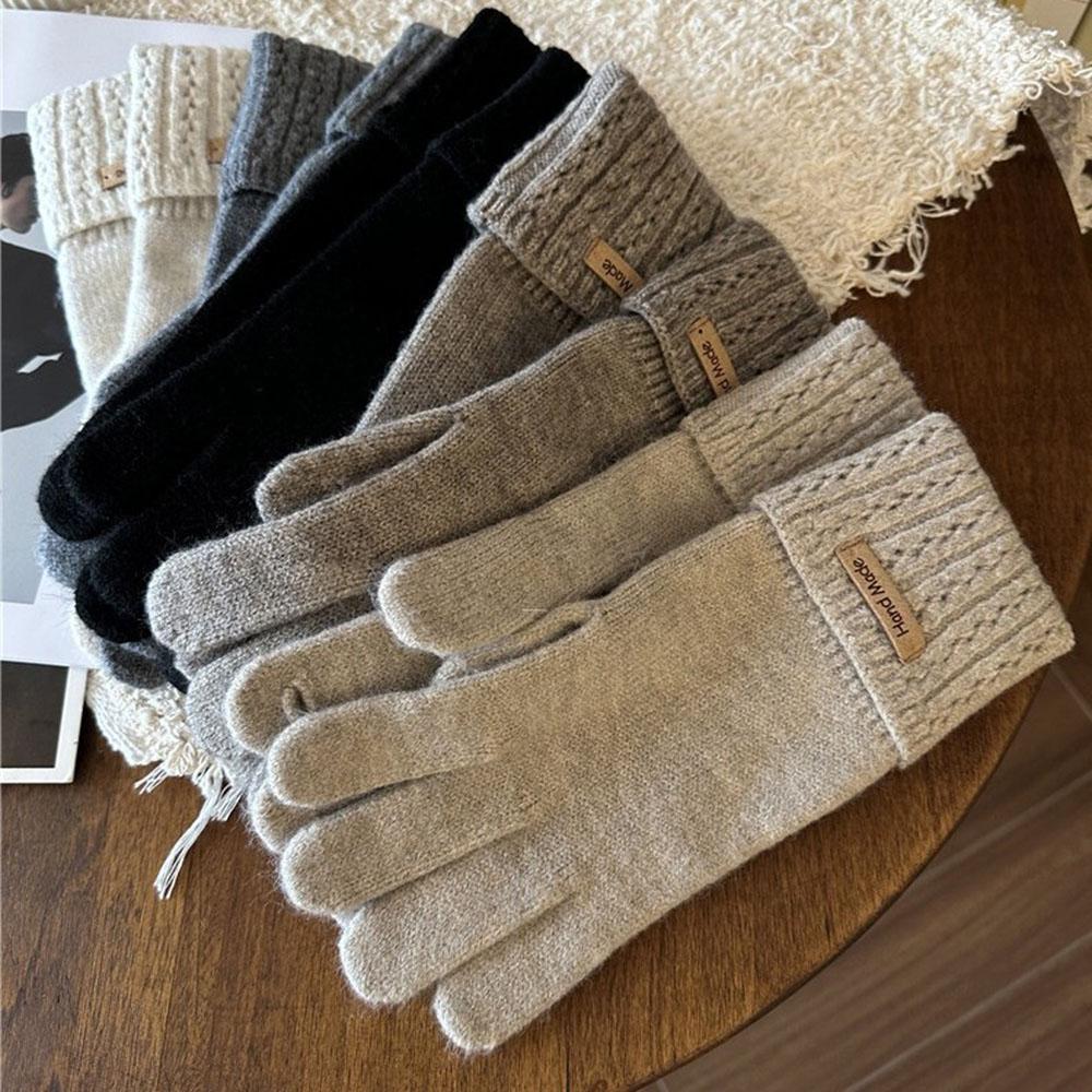 Fashion Winter Warm Gloves Women Korean Touch Screen Gloves Finger Holes Solid Color Thickened Warm and Cold Resistant Glove