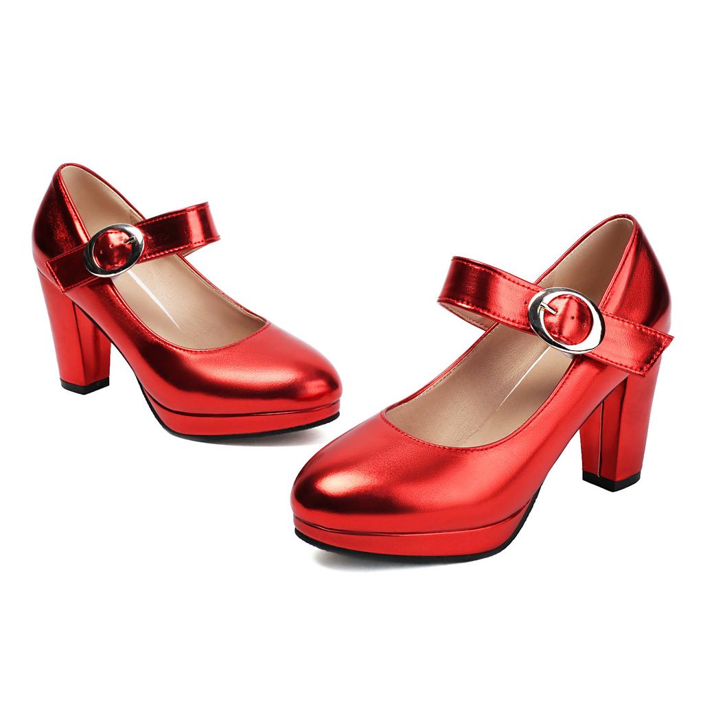Kleid Mary Jane Schuhe für Damen 2025 Elegante Plateaupumps Absätze mit Riemen Leder Größe 32-48 Hochzeit Tanz Beliebtes Schuhwerk