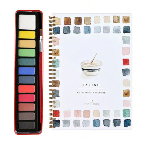 Watercolor Workbook for Beginners 12 Colors Watercolor Painting Set with Brush Birds Flower Animals Watercolor Book Art Crafts Supplies