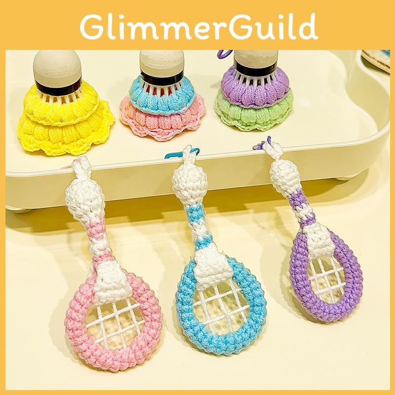 Badminton-Häkelanhänger mit Schläger-Schlüsselring aus Plüschmaterial zur Dekoration einer Tasche