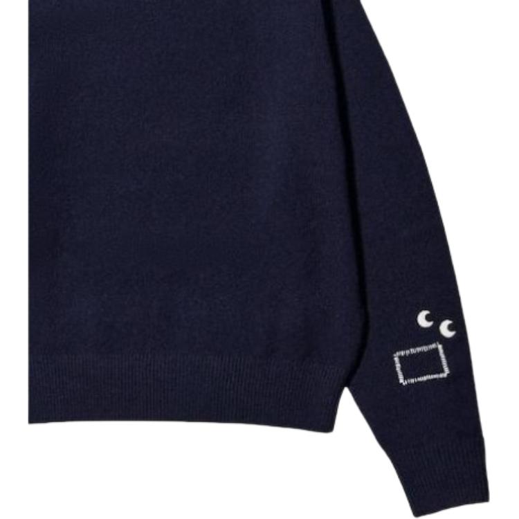 Uniqlo × Anya Hindmarch Collaboration FW23 Premium Lambswool Crewneck Sweater Women sweater Navy-Blue 468868-69