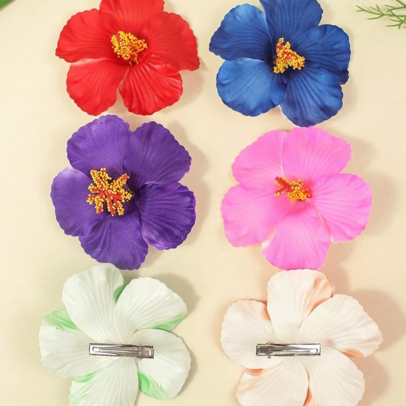 5 Pieces Tropical Flower Hair Clip for Women Girls Lightweight Comfortable Hair Ornament Secure Grip Cloth Fabric