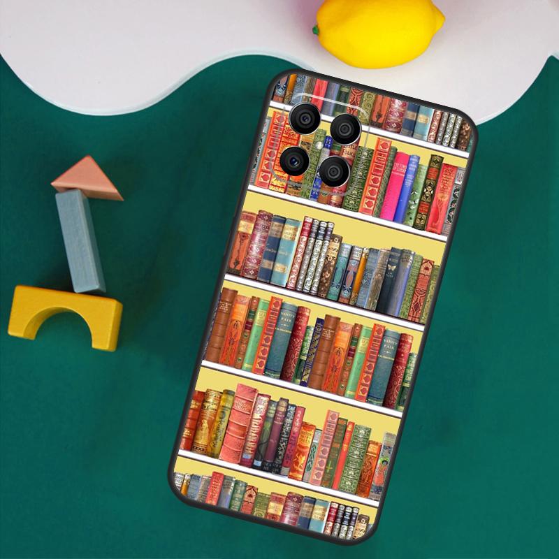 

Vintage BOOK Bookworm bookshelf Case For Honor 200 Lite 50 70 90 X9a X8a X8 X9 X8b X9c X9b Honor Magic 5 6 Pro 7 Lite Cover Honor X9 4G