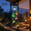 Solar Hummingbird Light Decor Wind Chime Light, Color Changing Powered Chime, with Panel Hanging LED Lamp for Outdoor, Garden, Courtyard