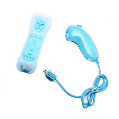 Nuevo juego de control remoto inalámbrico + Nunchuck para Nintendo Wii azul claro
