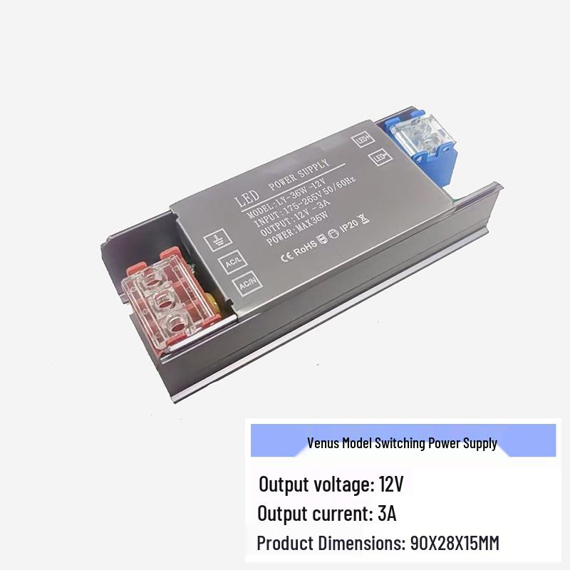Silent LED 220-to-12 Converter: Low Voltage Linear Light Transformer & Controller for Light Strips.