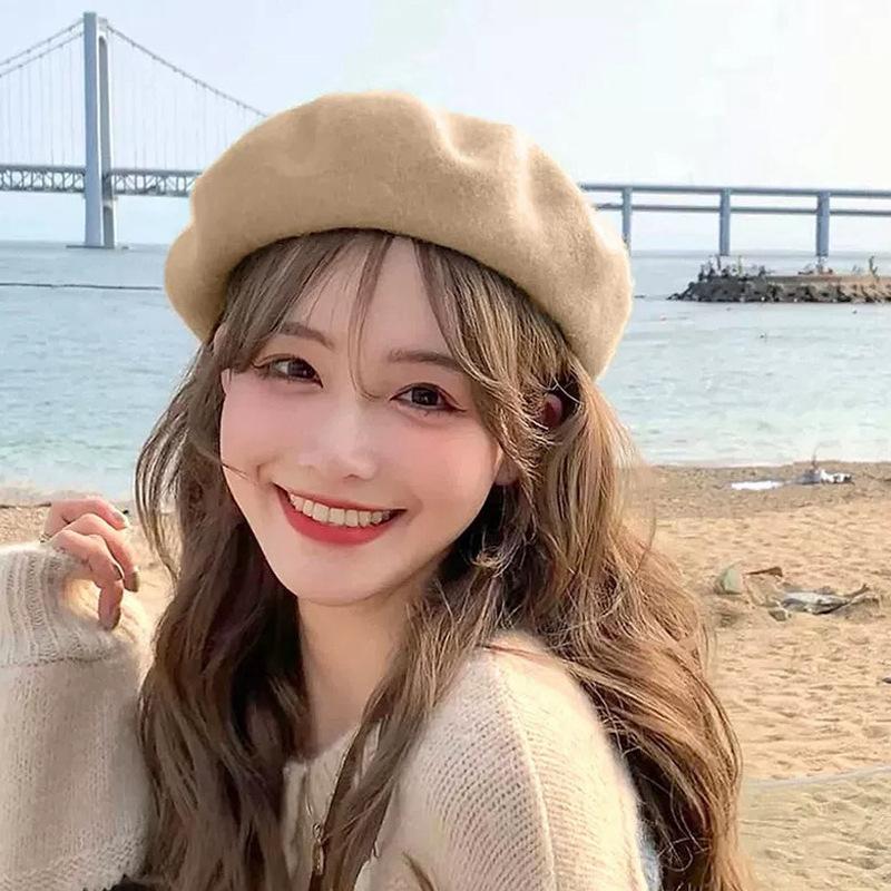 Wool Beret Women'S Face Small Autumn And Winter Versatile Knitted Cashmere Retro Woolen Painter Hat