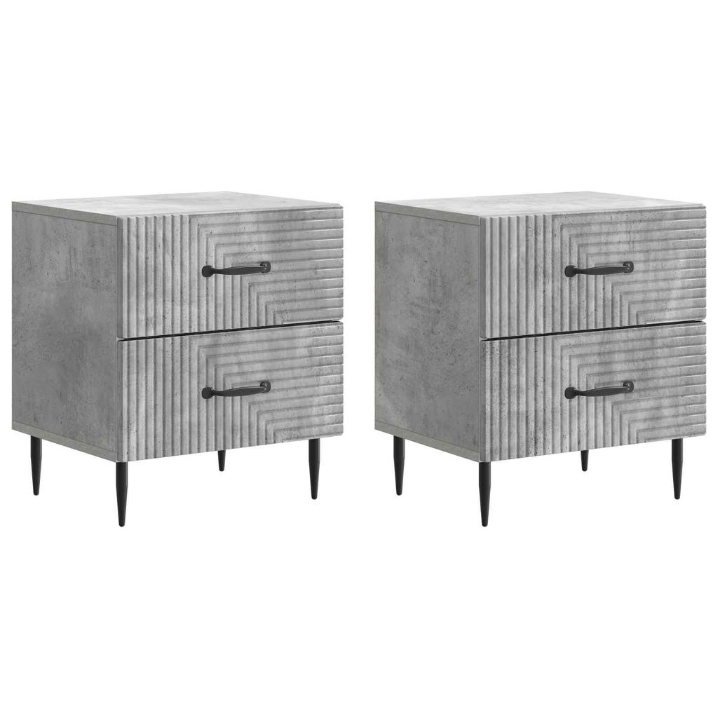Nightstand Set of 2 Concrete Grey 43 x 34.5 x 47.5 cm Particleboard