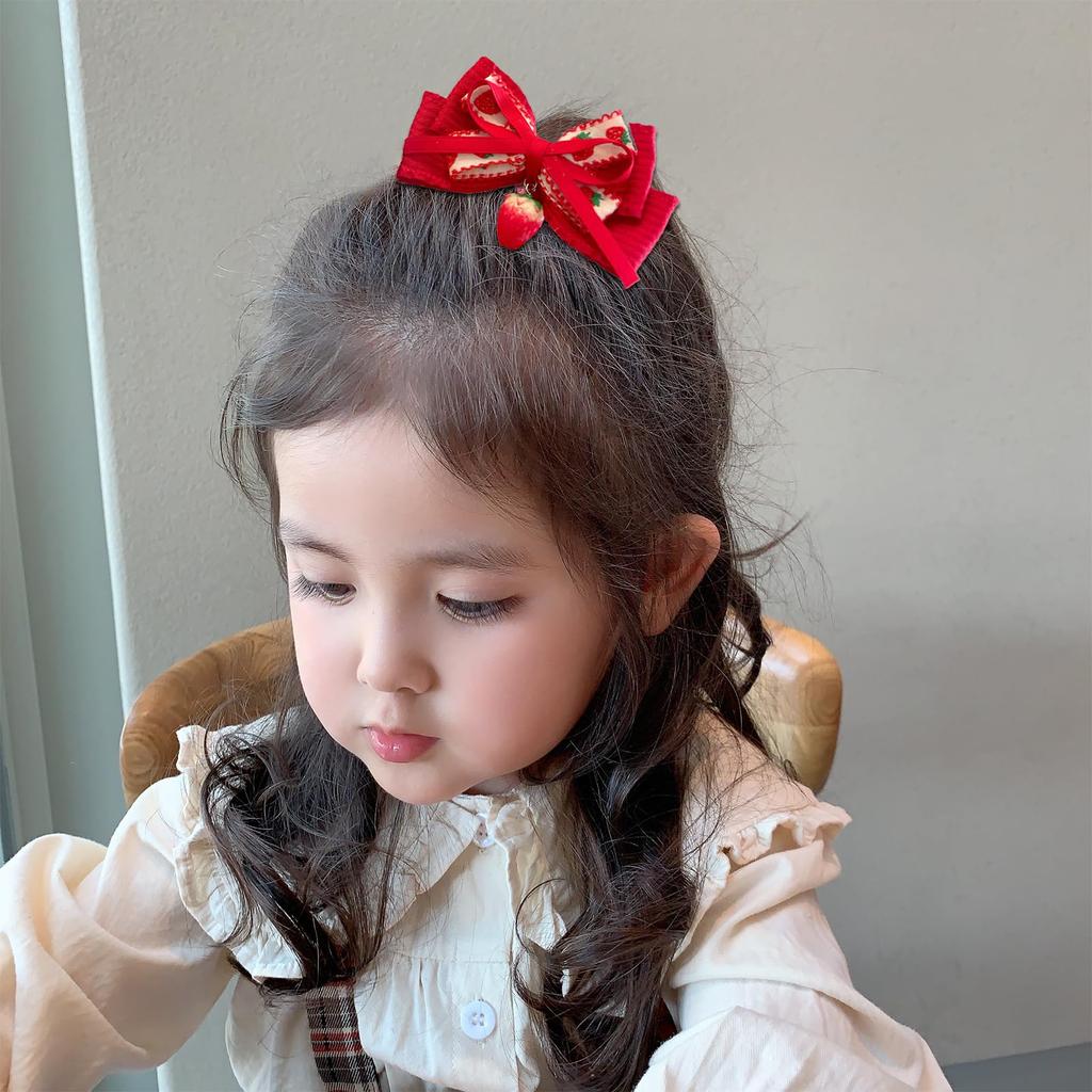 OuJyO Girls Hair Accessories Kids Gift Case Packing 7 Pieces Set Red Hair Tie Ribbon Butterfly Hair Ties Kids Hair Ties Kids Hair Clip Bangs Kids