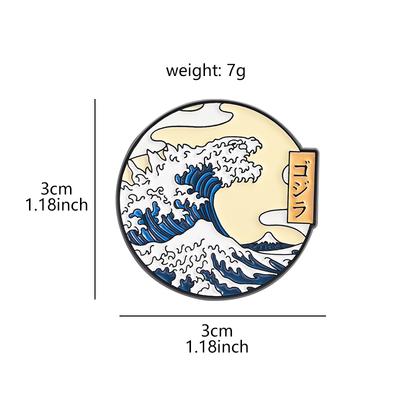 Kanagawa Gummi-Ente Emaille-Anstecker Ukiyo-e Meereswellen-Monster Broschen Anstecknadeln Cartoon Schmuck Geschenk für Freunde