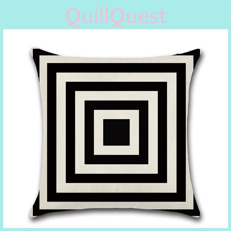 Elegant Black White Geometric Waves Cushion Cover For Home Bed Decoration