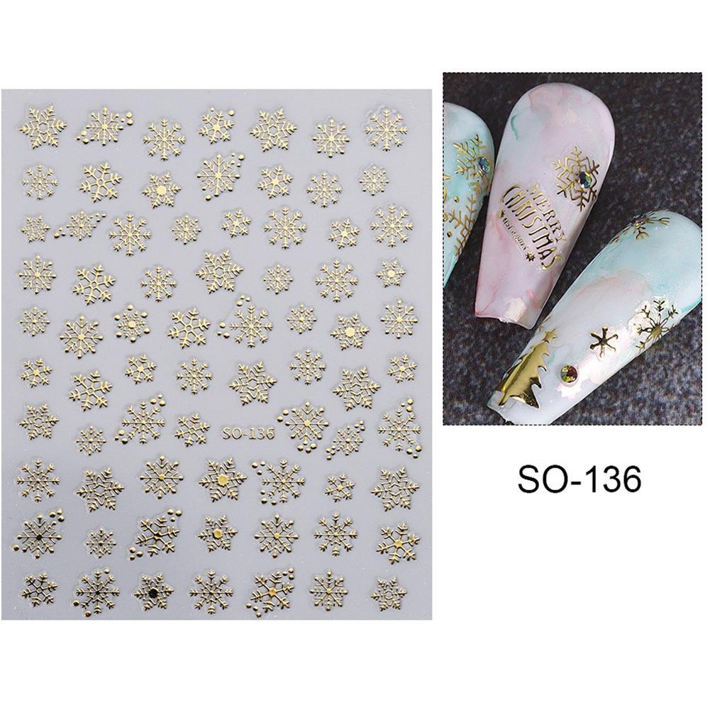 Christmas Nail Art Stickers Nail Decals Self-Adhesive Gold Silver White Snowflake Elk Bell Xmas Tree Design DIY for Women Girls
