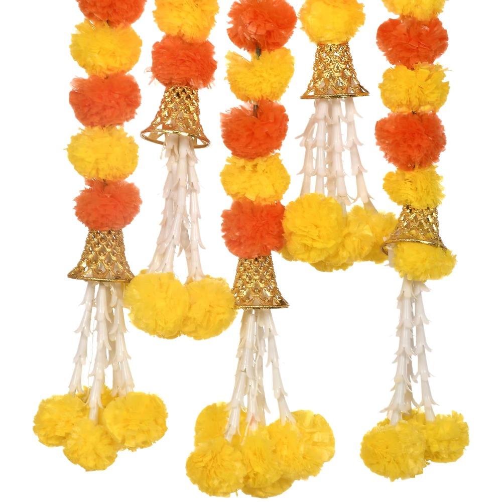 Pooja Diwali Fiesta Marigold Garland 1.5m Artificial Flower Garland  for Halloween Day of The Dead