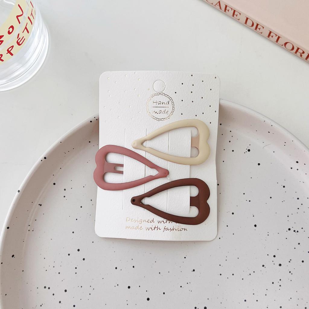 Épingles à cheveux simples givrées pour filles, 3 pièces, pinces à cheveux carrées, ovales, Triangle, pour enfants, épingles à cheveux, cliquez sur clac