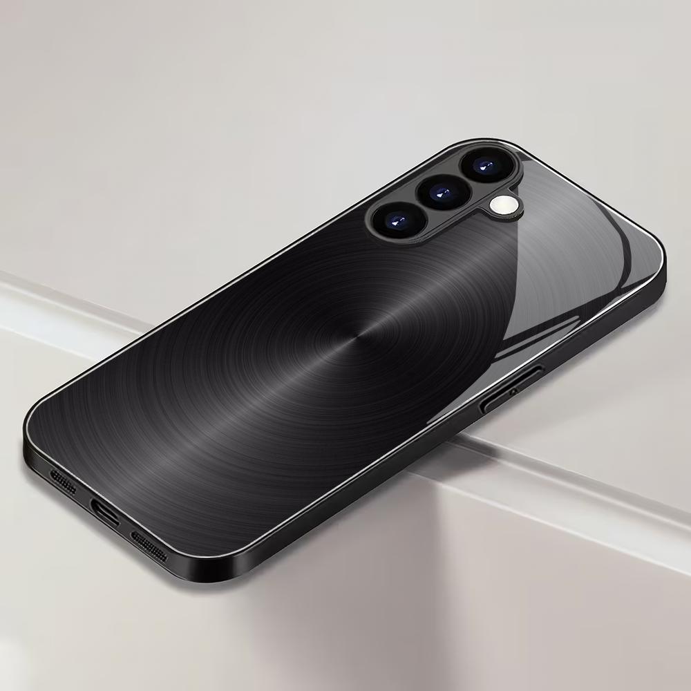 Black art tempered glass phone case suitable for Samsung Galaxy S26 S25 S24 S23 S22 S20 FE/Ultra/Plus anti drop back cover