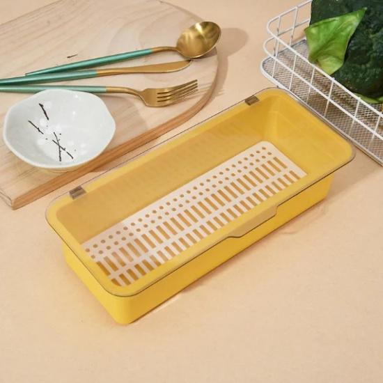 Cutlery Storage Tray Holder Tableware Organizer Spoon Fork Storage Box Plastic Container Cutlery Rack With Lid And Drainer