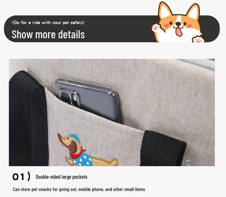 Compact Pet Car Console Bed for Small Dogs and Cats