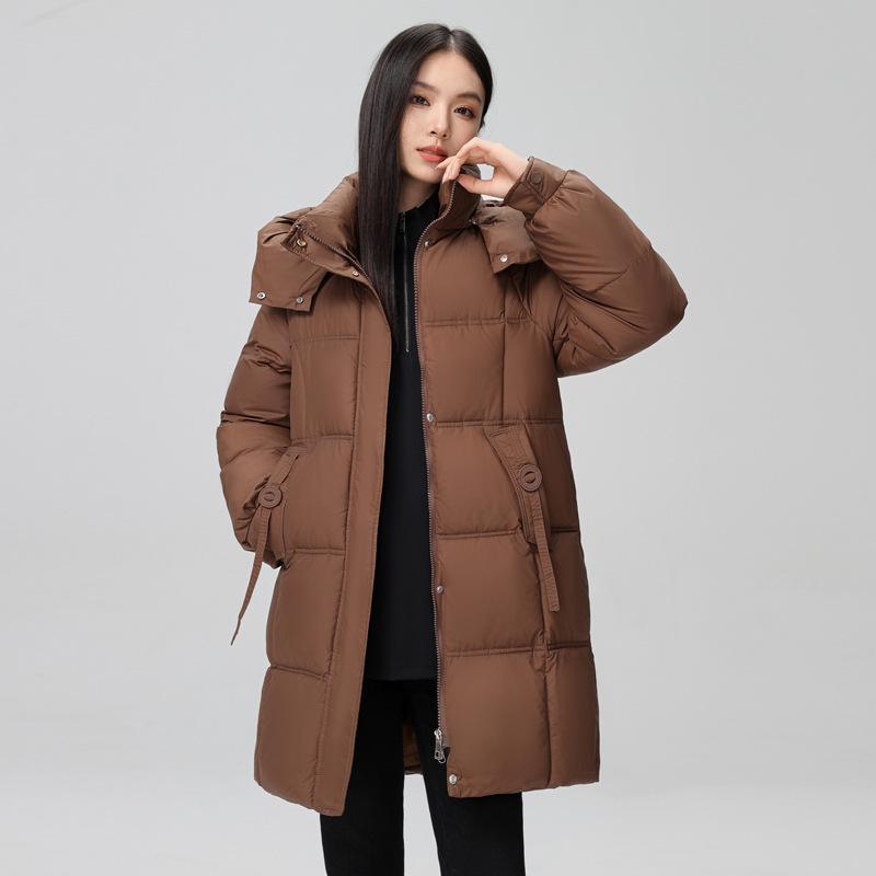 Cangzhou down cotton clothes women's hooded thickened streamers long down cotton clothes big quilt over the knee casual women's cotton jacket