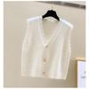V Neck Sleeveless Knitted Cardigan Sweater Vest for Women Early Autumn New Fashion Loose Short Tank Tops Loose Casual Solid Color Elegant Clothing