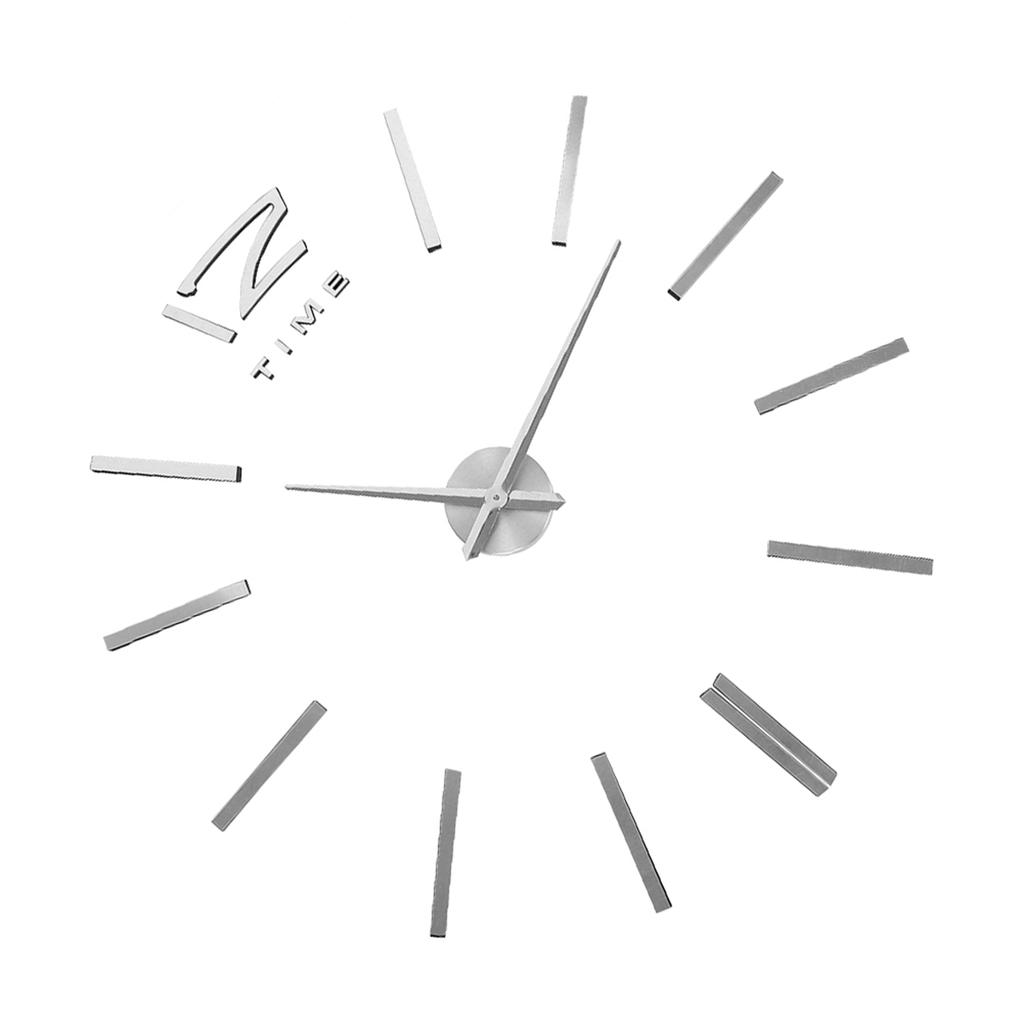 3D Mirror Luxury Modern DIY Large Wall Clock Surface Sticker Room Art Home Office Decor Silver