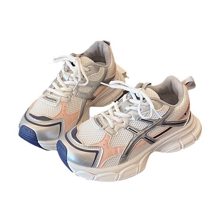 Thick-soled lightweight retro heightening soft-soled sports shoes women's summer new models show their feet, small Hong Kong style Paris dad shoes