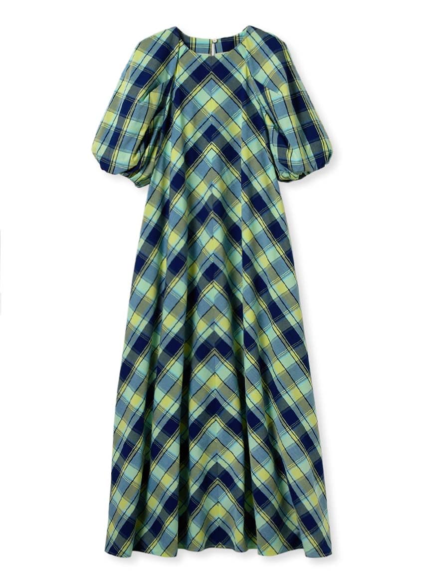 

Volume Sleeve Summer Dress 09WFO252166 CHECK [Mira Owen] Women s