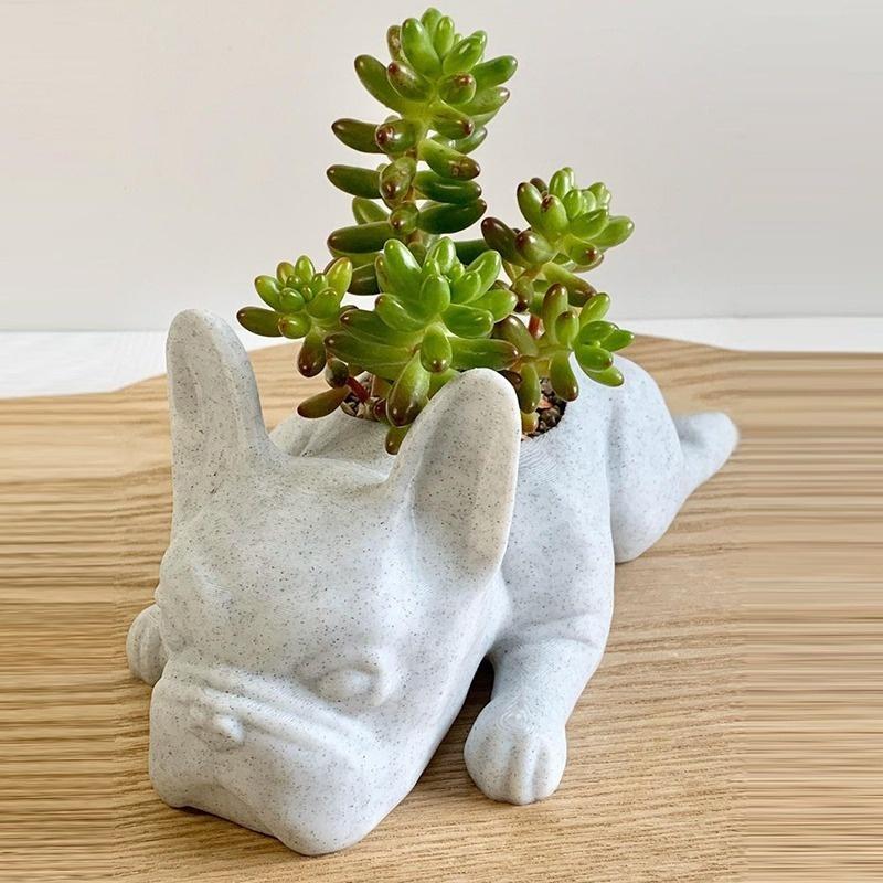 Creative Puppy Statue Flower Pot Resin Decoration Succulent Flower Pot Home Office Desktop Garden Decoration 10x5x3.5cm