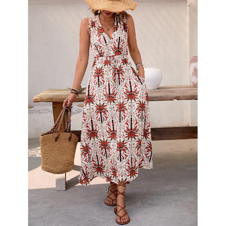 New Women'S Clothing Daily Temperament Elegant Casual Pure Desire Sexy Printed Jumpsuit Long Skirt Light Dress High-End Party Dress