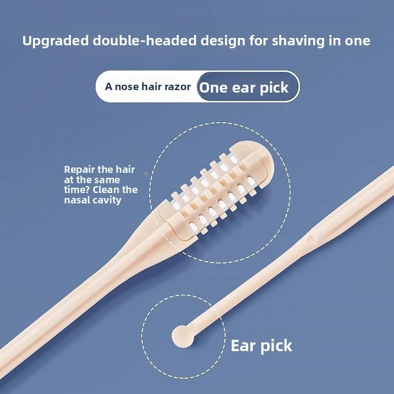 2 Pcs Hand-operated Rotary Double-sided Nose Hair Trimming Scissors for Men