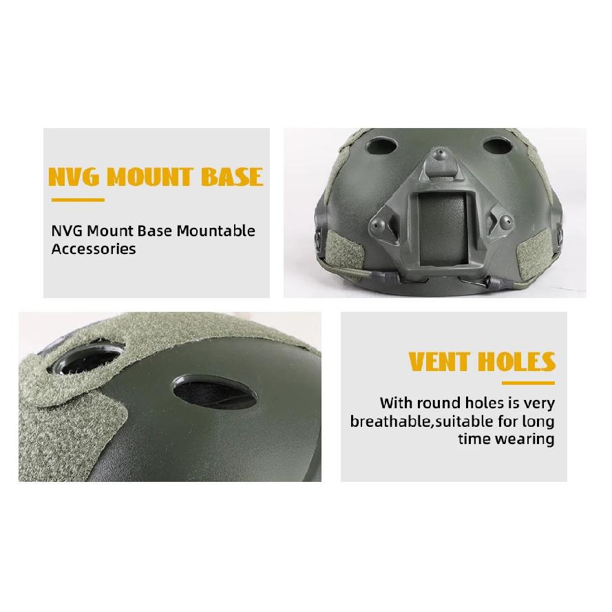 Adjustable Tactical Helmet with Helmet Cover, PJ Type Tactical Multifunctional Protective NVG Mount for Cosplay Hunting Shooting