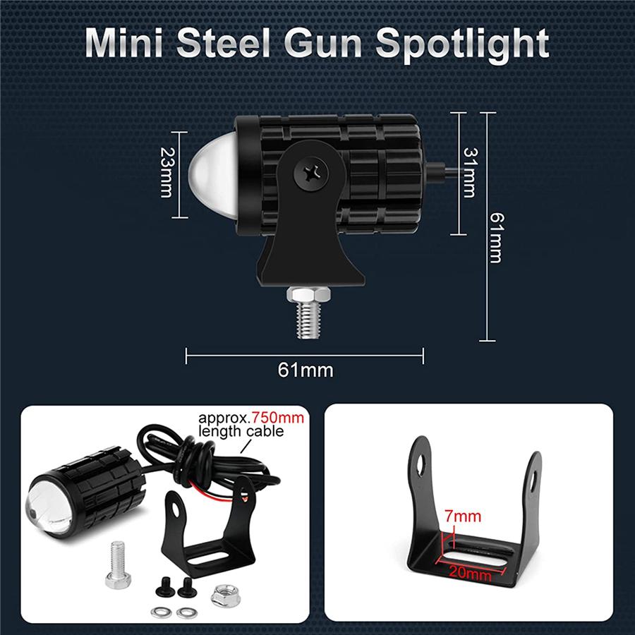 2Pcs Universal Motorcycle LED Headlight Projector Lens Dual Color ATV Scooter Dr