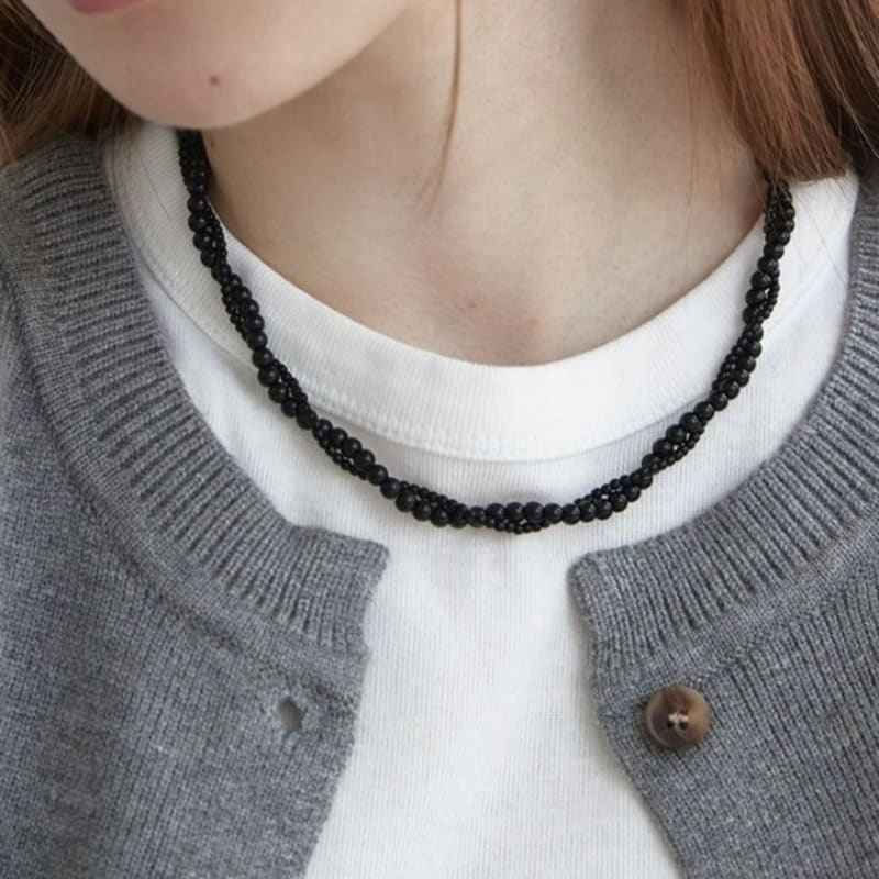 

moi moi Beads mix necklace black