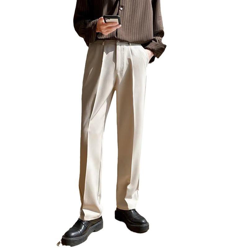 Spring & Autumn Men's Loose Korean White Wide-Leg Drape Trousers