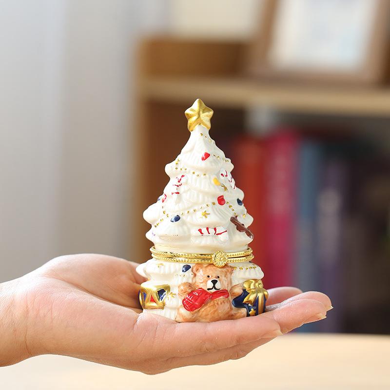 Ceramic Jewelry Box Christmas Tree Bear Scented Candles Home Crafts Ornament
