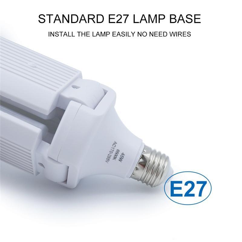 LED Bulb E27 220V Industrial Adjustable Foldable Fan Blade Light SMD2835 Home Decor Lamp Workshop Garage Lighting 30W 45W 60W